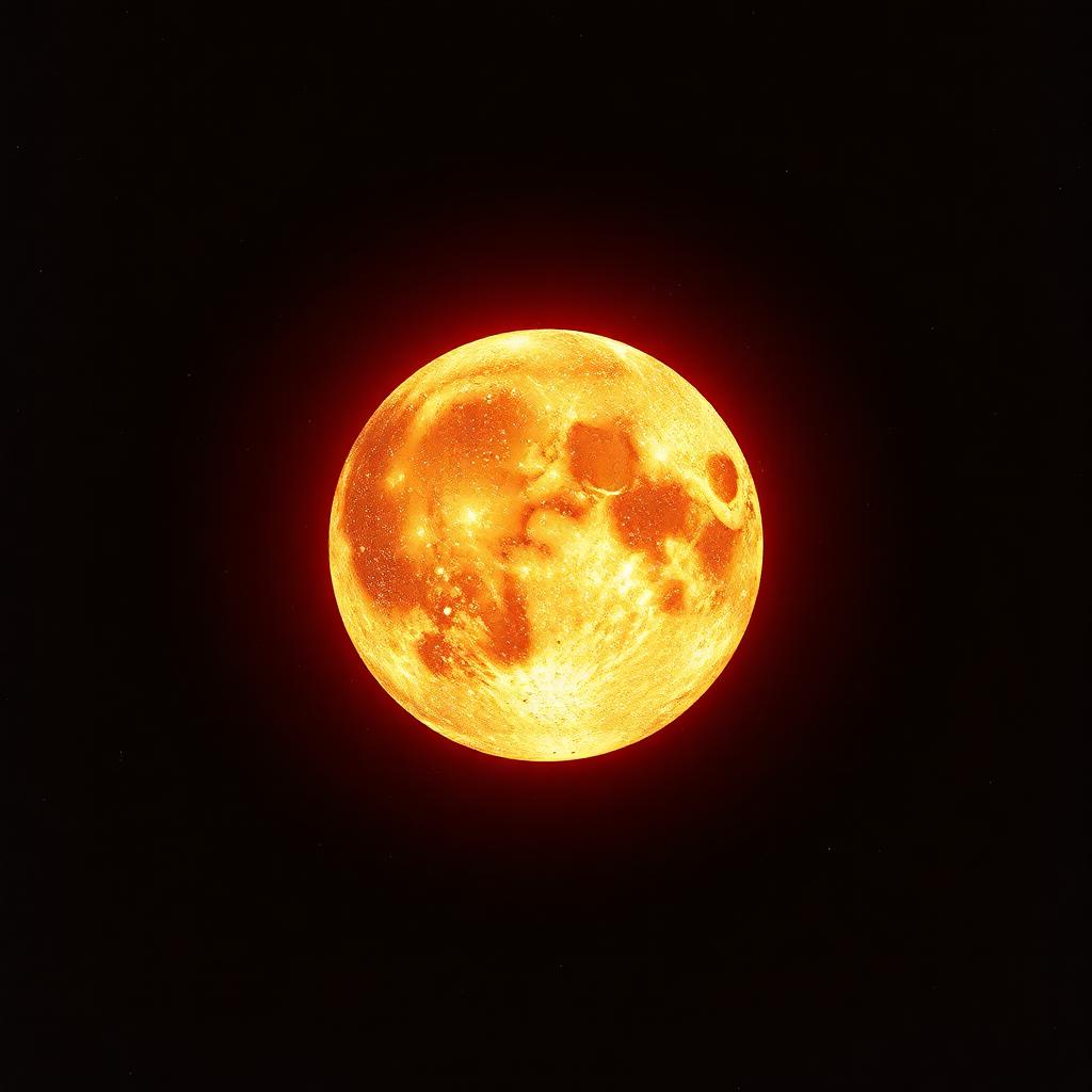 Golden full moon against black sky